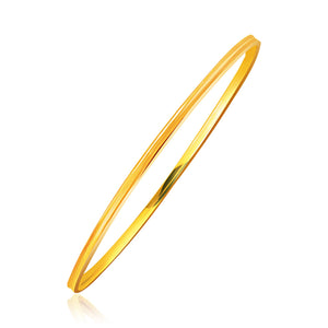 14k Yellow Gold Concave Motif Thin  Stackable Bangle (3.15 mm)