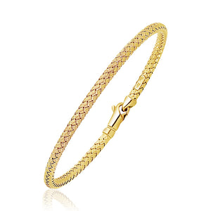 Fancy Weave Bangle in 14k Yellow Gold (3.00 mm)