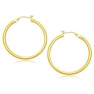 14k Yellow Gold Polished Hoop Earrings (3x40mm)