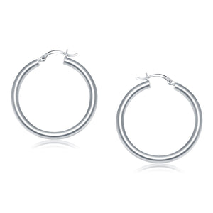 14k White Gold Polished Hoop Earrings (4x40mm)