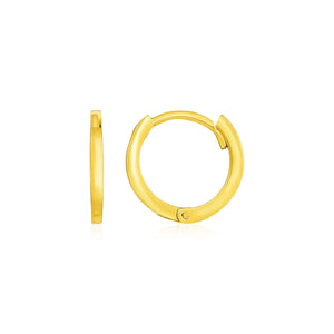 14k Yellow Gold Petite Polished Round Hoop Earrings(1.3x11.5mm)