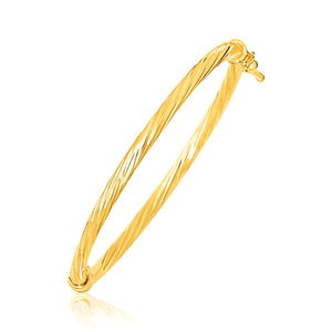 14k Yellow Gold Childrens Bangle with Spiral Motif Style (3.50 mm)