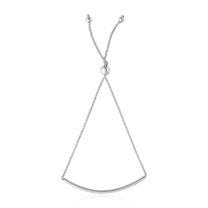 14k White Gold Smooth Curved Bar Lariat Design Bracelet (1.00 mm)