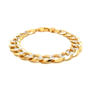 14k Two Tone Gold Pave Curb Bracelet (12.18 mm)