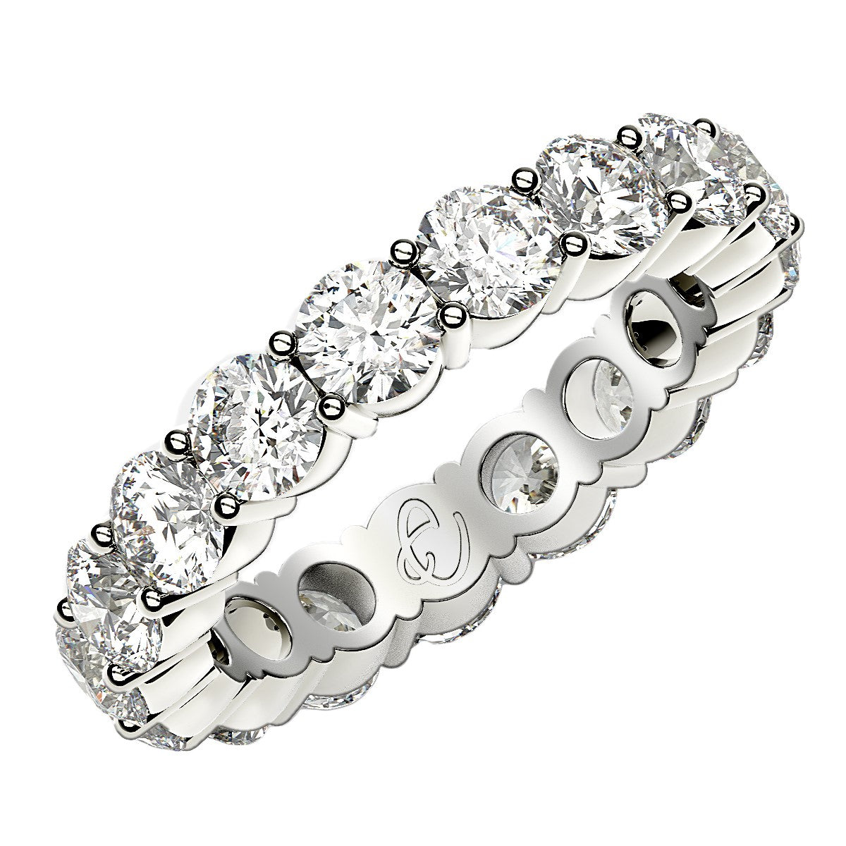 Round Cut Lab Grown Diamond Eternity Ring in 14k White Gold (3 cttw FG/VS2)