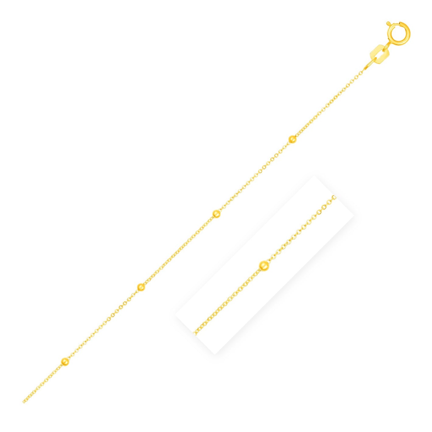 Bead Links Saturn Chain in 14k Yellow Gold (1.80 mm)