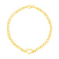 14k Yellow Gold 7 inch Curb Chain Bracelet with Heart (3.40 mm)