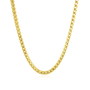 14k Yellow Solid Gold Diamond Cut Round Franco Chain (3.10 mm)