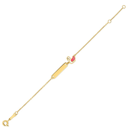 14k Yellow Gold Swan Childrens Bracelet (1.00 mm)