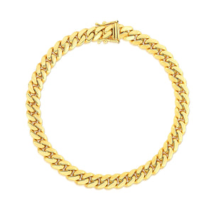 14k Yellow Gold Classic Miami Cuban Solid Bracelet (7.10 mm)