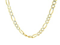 4.0mm 14K Yellow Gold Solid Pave Figaro Chain