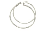 Sterling Silver Rhodium Plated Thin and Polished Hoop Style Earrings (35mm)