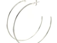 14k White Gold Polished Hoop Earrings(1.5x50mm)