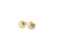 14k Yellow Gold Post Earrings with Peace Signs(6.9mm)