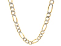 7.0mm 14K Yellow Gold Solid Pave Figaro Chain