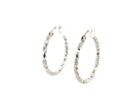 Sterling Silver Rhodium Plated Weave Like Hoop Style Earrings