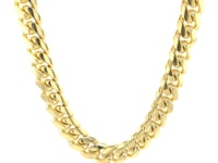 9.25mm 14k Yellow Gold Classic Miami Cuban Solid Chain