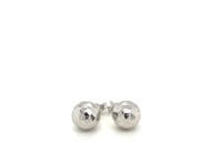 14k White Gold Ball Earrings with Faceted Texture