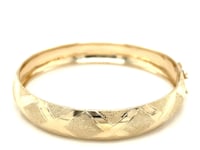 10k Yellow Gold Dual-Textured Diamond Pattern Bangle