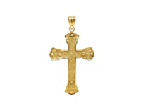 14k Yellow Gold Black Onyx Cross Pendant