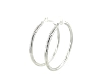 14k White Gold Polished Hoop Earrings (3x50mm)