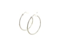 14k White Gold Polished Hoop Earrings (1.5x30mm)