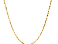 2.0mm 10k Yellow Gold Solid Diamond Cut Rope Chain