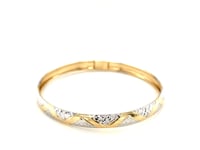 10k Two-Tone Gold Textured Zigzag Style Bangle