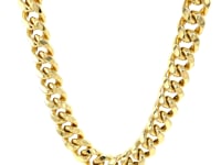 10.5mm 14k Yellow Gold Semi Solid Miami Cuban Chain