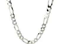 Rhodium Plated 8.1mm Sterling Silver Figaro Style Chain