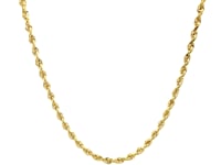 2.5mm 10k Yellow Gold Solid Diamond Cut Rope Chain