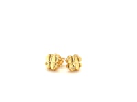 14k Yellow Gold Polished Four Leaf Clover Earrings with Diamonds