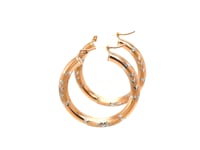 14k Rose Gold Fancy Diamond Cut Hoop Earrings (25mm Diameter)