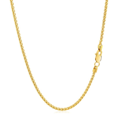 1.5mm 14k Yellow Gold Round Wheat Chain