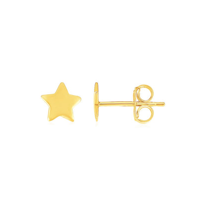 14k Yellow Gold  with Stars Post Earrings