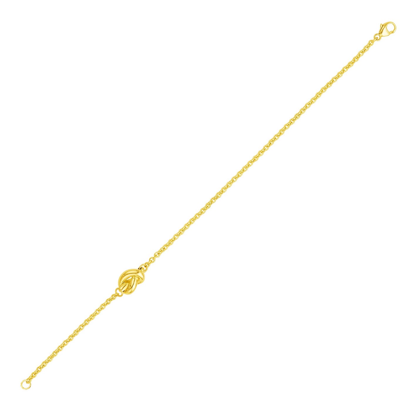 14k Yellow Gold Chain with Polished Knot Bracelet