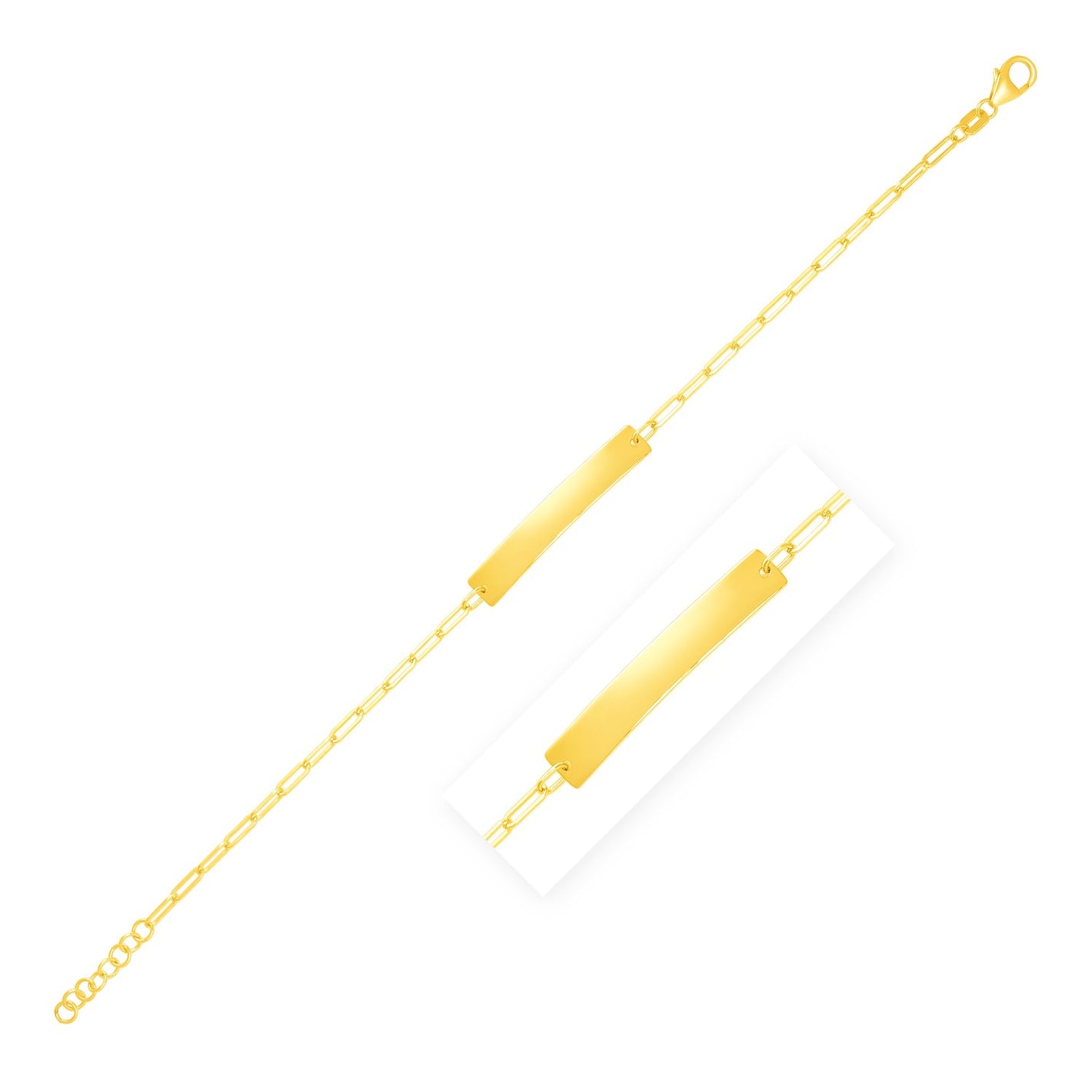 14k Yellow Gold  Paperclip Chain with Bar Bracelet