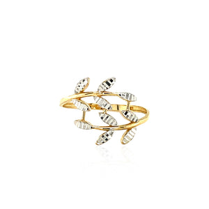 14k Two Tone Gold Crossover with Textured  Ring