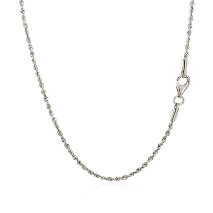 1.5mm 10k White Gold Solid Diamond Cut Rope Chain