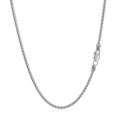 1.5mm 14k White Gold Round Wheat Chain