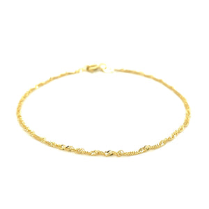 1.5mm 10k Yellow Gold Singapore Anklet