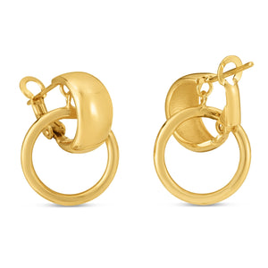 14k Yellow Gold Interlocking Omega Hoop Earrings