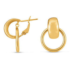 14k Yellow Gold Interlocking Omega Hoop Earrings