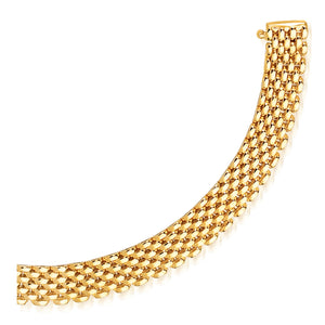 9.0mm 14k Yellow Gold Flexible Panther  Line Bracelet