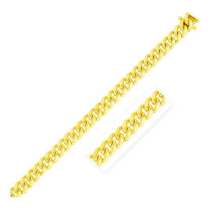 7.0mm 10k Yellow Gold Classic Miami Cuban Solid Bracelet