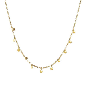 14k Yellow Gold Choker with Hammered Beads Necklace