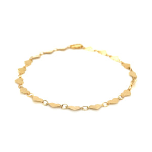 14k Yellow Gold Mirrored Heart Chain Bracelet