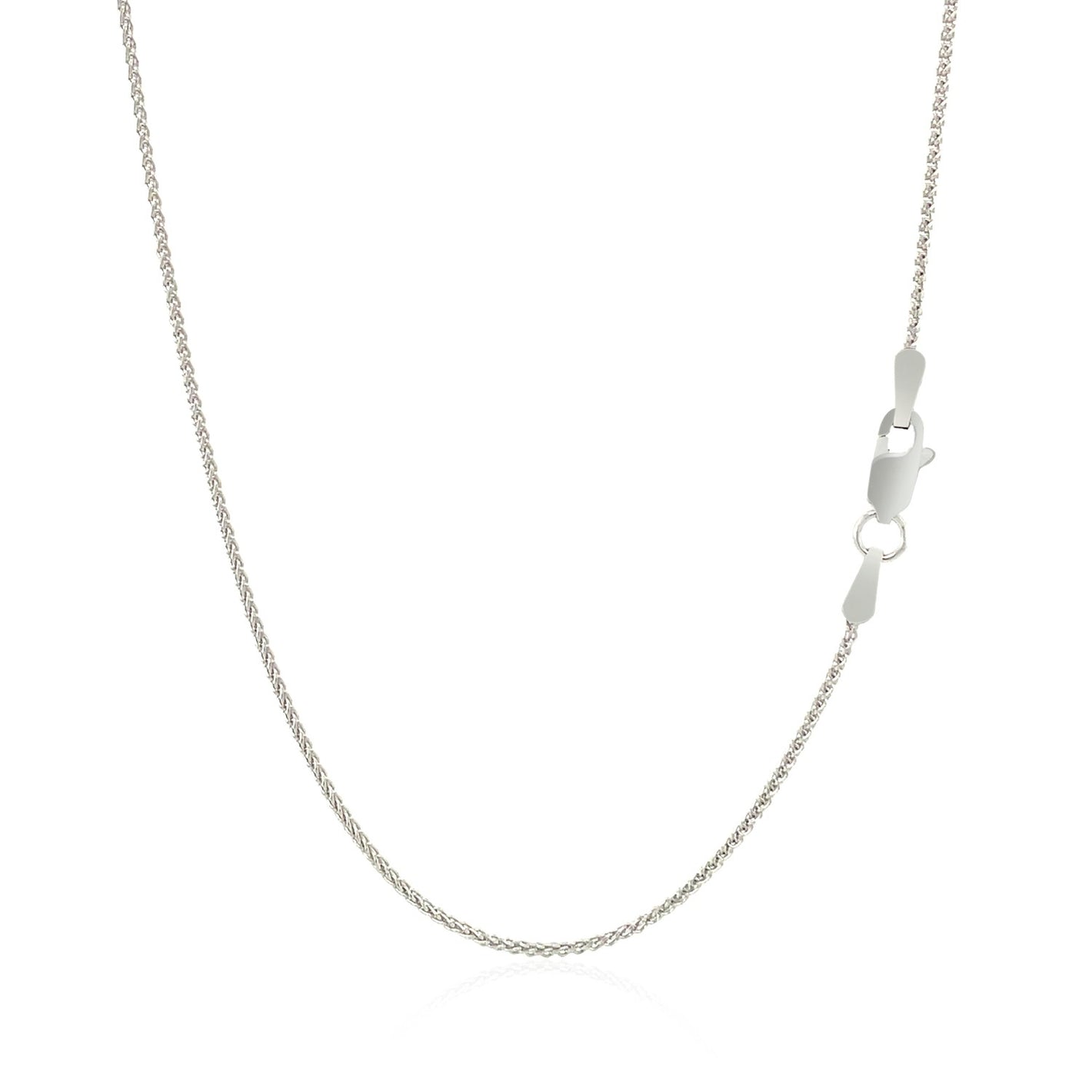 1.0mm 14k White Gold Round Wheat Chain