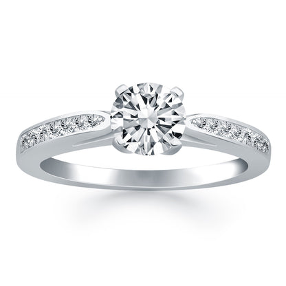 14k White Gold Cathedral with Pave Diamonds Engagement Ring