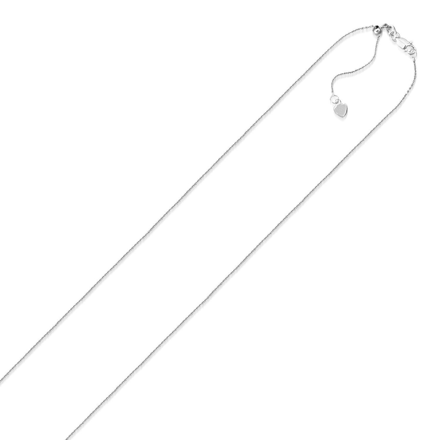 0.9mm 10k White Gold Adjustable Cable Chain